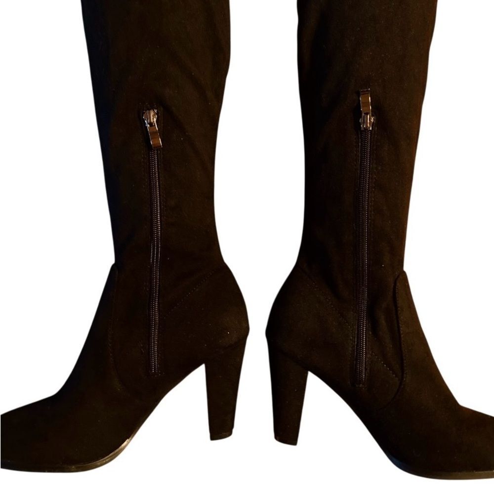 NEW Catherine Malandrino Monarch Block Heel Boot Faux Suede Knee Black Size 7.5 - Picture 8 of 13